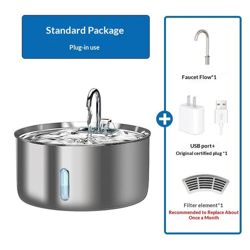 Stainless steel pet water dispenser with water level window
