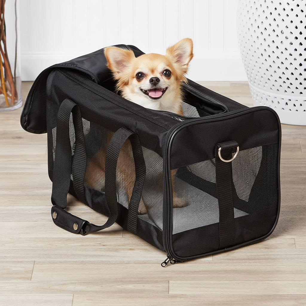 Black foldable pet travel shoulder bag