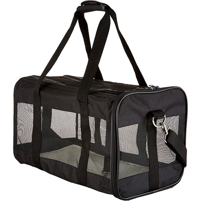 Foldable pet travel bag with medium soft structure