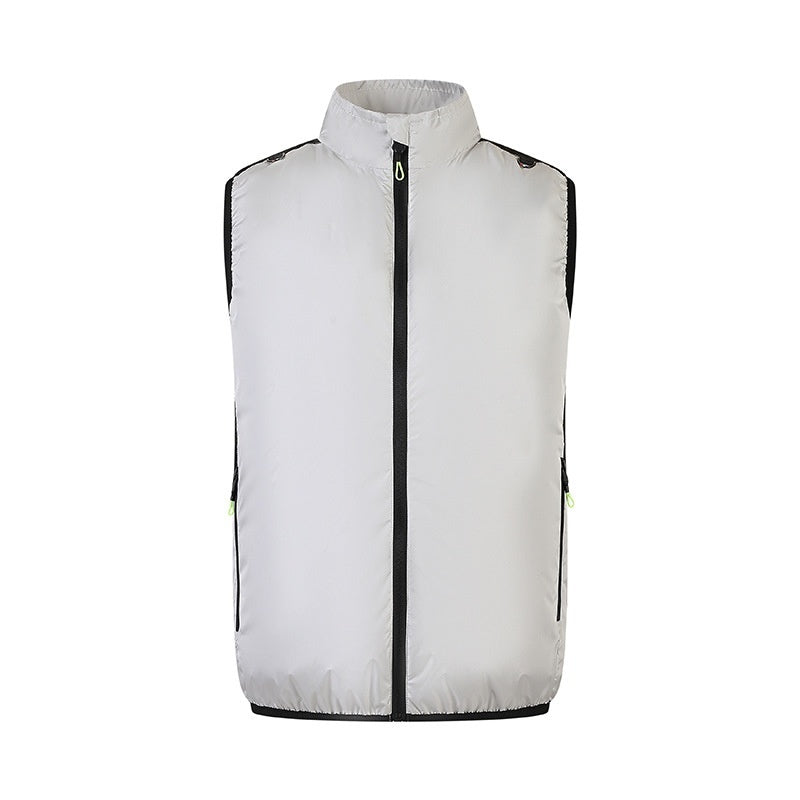 White gray fan vest for warm weather